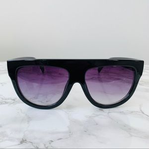 Flat Top Frame Luxury Sunglasses Black